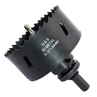 Immagine di Sega a tazza 89mm LAIWEI fresa con mandrino A2 Heavy Duty, 4341 Punte in acciaio, Profondità di taglio 38mm, Per forare legno, profili alluminio, PVC e tubi metallo