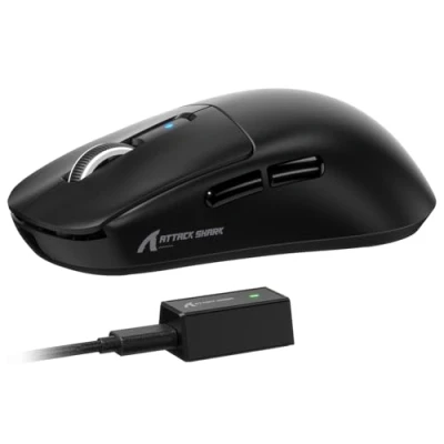 Immagine di ATTACK SHARK R6 Mouse da gioco wireless 8KHz, SUPERLEGGERO 42g, Nordic 52840 MCU, sensore PixArt PAW3950MAX, BT/2.4G /Cablato, 6 DPI regolabili fino a 42000, batteria 250mAh, PC/Mac (nero)