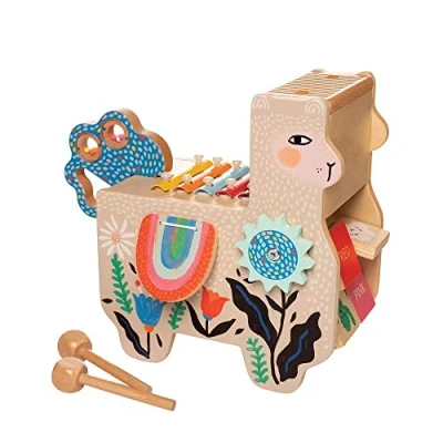Immagine di Manhattan Toy Llama Musicale in Legno Strumento per Bambini con Maraca, Borse Laterali clacking, Bacchette, lavatoio e xilofono