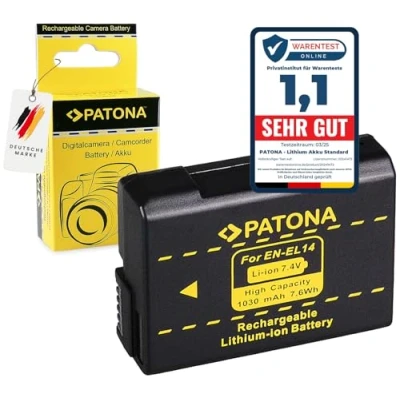 Immagine di PATONA Batteria Ricambio per Nikon EN EL14 Batterie Compatibile con P7000 P7100 P7700 P7800 D5100 D5200 D5300 D5500 D5600 Df D3100 D3200 D3300 D3400