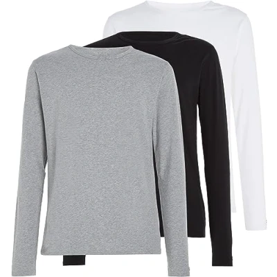 Immagine di Tommy Hilfiger 3P Ls Tee UM0UM03022, Uomo, Multicolore (Black/White/Grey Heather), XL