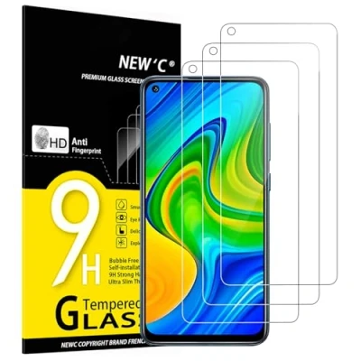 Immagine di NEW&#039;C 3 Pezzi, Vetro Temperato per Xiaomi Redmi Note 9, 10X 4G, Pellicola Prottetiva Anti Graffio, Impronte, Senza Bolle, Durezza 9H, 0,33mm Ultra Trasparente, Resistente