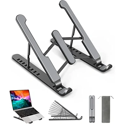Immagine di AOVUYCK Store Supporto PC Portatile, 8 Livelli Regolabile &amp; Raffreddamento Porta PC, Pieghevole in Plastica e Silicone Laptop Stand per Computer Portatili Tablet (10 15,6’’)