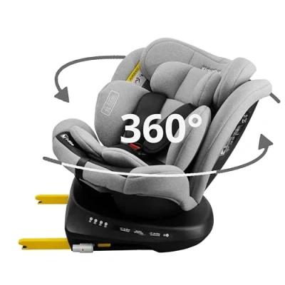 Immagine di Seggiolino Auto 0 36 kg Isofix i Size, 40 150 cm Girevole 360 per Bambini Gruppo 0/1/2/3 Top Tether, Reclinabile 5 posizioni, Regolabile in Altezza