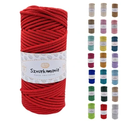 Immagine di cordoncino di cotone 3 mm 100 m, 46 colori, in intrecciato mm, corda macramè, filato alta qualità, macramè (rosso)