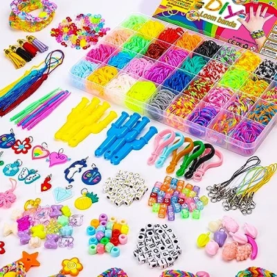 Immagine di Loom set di cinturini per braccialetti 3300 + 36 colori Rubber Bands Kit con accessori fai da te colorati elastici Starter compleanno Natale giocattoli regalo bambini ragazze