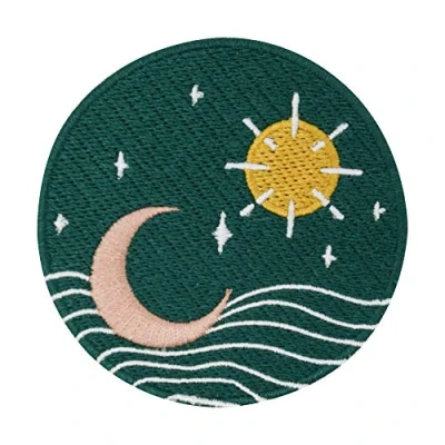 Immagine di Finally Home Soul of The Moon Collection: toppa termoadesiva con sole, luna e stelle toppe ondulate d&#039;acqua, per adulti