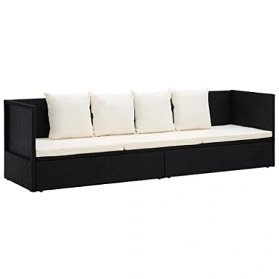 Immagine di vidaXL Lettino da Giardino con Cuscini Sofa Salotto Salottino Arredo Esterno Mobili Sedile per Patio Grigio in Polyrattan