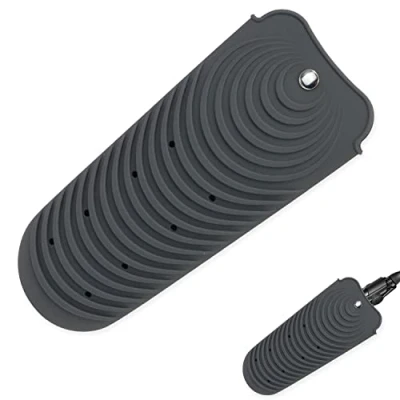 Immagine di Custodia in silicone resistente al calore, per piastra capelli, antiscivolo, da viaggio, arricciacapelli e ferro stiro, supporto portatile (grigio
