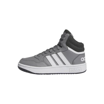 Immagine di adidas Originals Hoops 3 0 MID K Sneakers alte per bambini, Taglia: 30, Grigio bianco pelle e finta