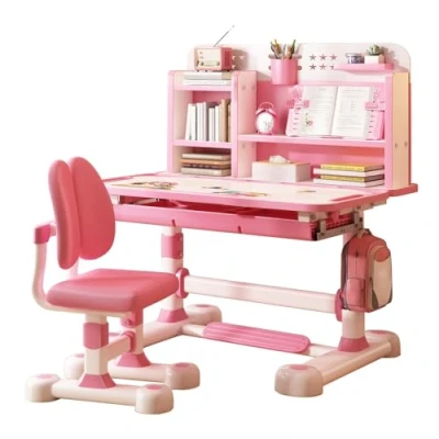 Immagine di yoakaiax set di scrivania e sedia per bambini, altezza regolabile, bambini con sedia, correttore seduta, ergonomica da