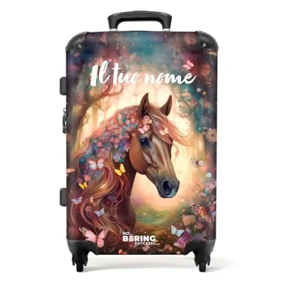 Immagine di NoBoringSuitcases.com Valigia Bambini, Grande, Personalizzabile, Trolley Bambina, Per Con TSA, Medio, Grande 23 kg (67 cm 72 L), (Cavallo Marrone)