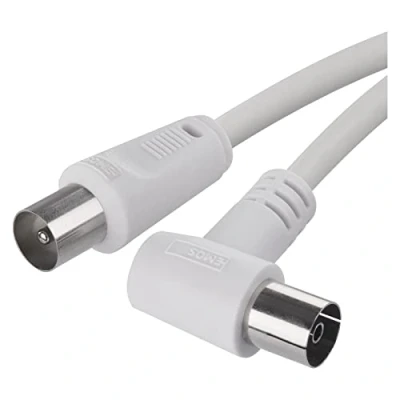Immagine di EMOS cavo antenna, coassiale, TV, 3,5 m, coassiale per televisione digitale, ricevitore, SAT, doppia schermatura, spina diritta su presa angolare (90)