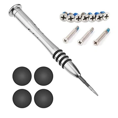 Immagine di YOLLIT 4 x Rubber Case Feet with Bottom Replacement Screws Screwdriver Kit for Apple MacBook PRO A1278 A1286 A1297 13 15 17inch (Not Retina Display)