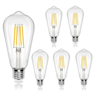 Immagine di Aigostar Lampadina Led E27 Da 8W (Equivalente a 69W),Lampadina Filamento Bianco Caldo 2700K, 950 Lumens,Lampadina Stile Vintage Edison,Non Dimmerabile, Confezione 5 Unità