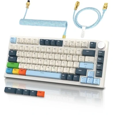 Immagine di ATTACK SHARK K85 Tastiera Gaming per Valorant con Cavo a Spirale, Interruttore Magnetico, Attuazione Regolabile, Meccanica Cablata Apex Pro TKL, RGB, Anti ghosting, Manopola, QWERTY, PC/MAC