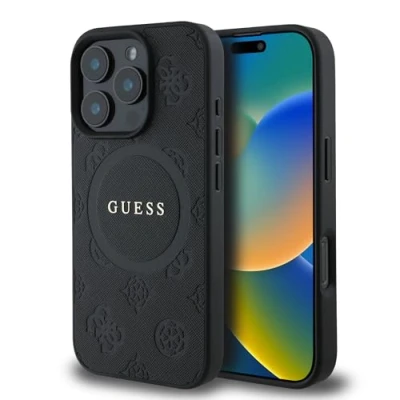 Immagine di CG MOBILE Guess Magsafe Custodia rigida in PU Saffiano con logo classico peonia per iPhone 16 Pro Max