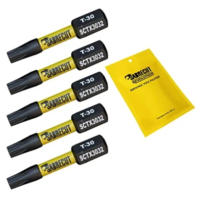 Immagine di 5 x SabreCut SCTX3032_5 32 mm T30 TX30 Set di punte per cacciavite a impatto magnetico Torx Heavy Duty compatibile con Dewalt Milwaukee Bosch Makita e altro
