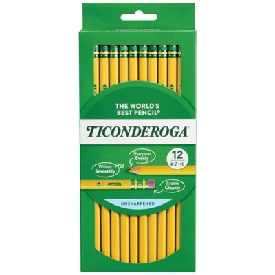 Immagine di Dixon Ticonderoga Confezione di matite n. 2 in legno Box of 12 (Hang Tab) Yellow