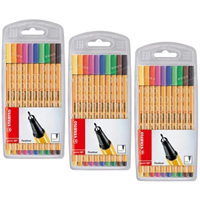 Immagine di Fineliner Stabilo point 88 3 confezioni da 10 pezzi colori standard
