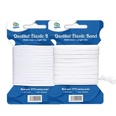Immagine di Agoer Elastico per Cucito, 3 mm, 6 Bianco 2 Rotoli di Nastro Merceria