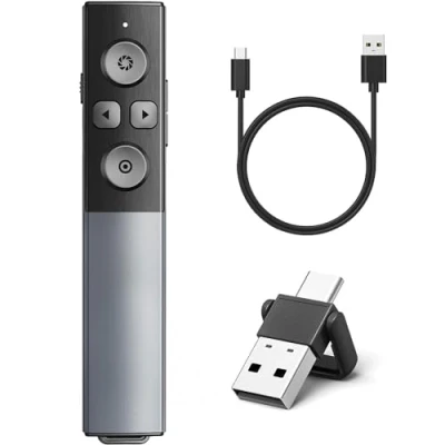 Immagine di Tutti i Gusci di Metallo Presentatore Wireless Puntatori per Presentazioni, USB/Tipo C 2 in 1 Slide Presenter PPT Puntatore Telecomando Penna Presentazioni Powerpoint Mac iPad Computer