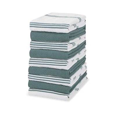 Immagine di Sticky Toffee Strofinacci da cucina in 100% cotone, riutilizzabili e assorbenti, confezione 9 pezzi, 40,6 x 71 cm, colore: blu/acqua