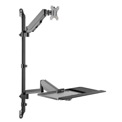 Immagine di My Wall HL64L 1 pezzo Supporto a muro per monitor 43,2 cm (17) 81,3 (32) Nero Regolabile in altezza, Inclinabile, Girevole, Ripiano Tastiera