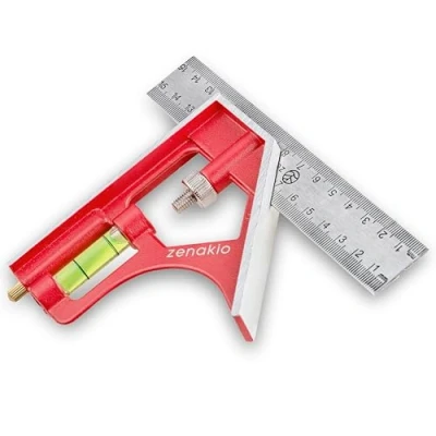 Immagine di Squadra Combinata 15 cm Misurazione e Marcatura Precise Righello Angolare in Acciaio Inox Ideale per Lavorare il Legno Metallo Professionale Zenakio