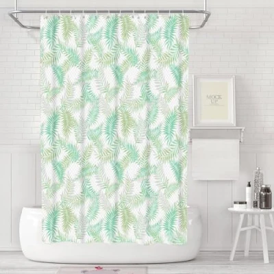 Immagine di LUKDUNG tenda da bagno 180 x cm, antimuffa in bagno, per vasca doccia, tessuto, impermeabile, lavabile, PEVA Shower Curtain con 12 anelli doccia