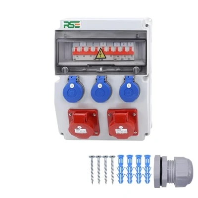 Immagine di Distributore di corrente da parete, completamente cablato, 32 A, 16 230 V, con contatore CEE IP65, 10. 2 x 16a, 3 cm, LS