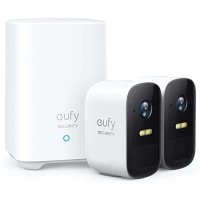 Immagine di Eufy Security, EufyCam 2C Wireless, 180 Giorni Durata batteria, HD 1080p, IP67, Visione Notturna, Compatibile con Amazon Alexa, kit a 2 cam, senza canone mensile (rinnovato)
