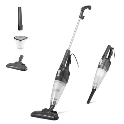 Immagine di Amazon Basics Aspirapolvere a bastone, dispositivo 2 in 1 con cavo, motore ECO, filtro HEPA, peso ridotto, Nero