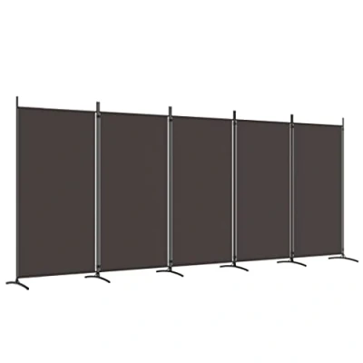 Immagine di vidaXL Divisorio a 5 Pannelli Marrone 433x180 cm in Tessuto