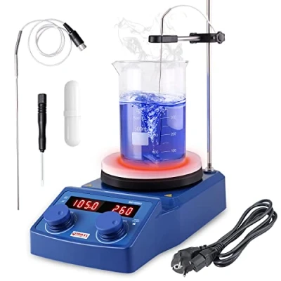 Immagine di PRECIPETTE Agitatore Magnetico Riscaldante 280C 100 1500giri/min 5L con Piastra 135mm Miscelatore da Laboratorio