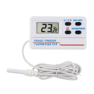 Immagine di Termometro digitale per congelatore o frigorifero, con allarme temperatura minima e massima, cavo di 1,2 m