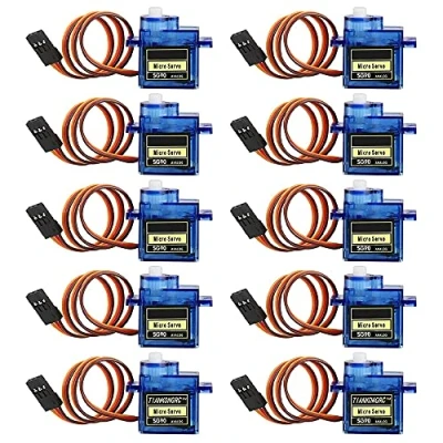 Immagine di MMOBIEL 10 pz Kit servomotore 9 g SG90 per Drone/Auto/Aeroplano/Veicoli/Robot radiocomandati Compatibile con progetti Arduino e Raspberry Pi comprensivo di Viti 3 Bracci servocomando