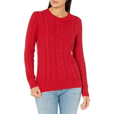Immagine di Amazon Essentials Maglione da Pescatore A Girocollo Coste Manica Lunga (Disponibile in Taglie Forti) Donna, Rosso, XL