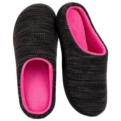 Immagine di RockDove Birdseye Knit Memory Foam Slipper donna, Nero e Fucsia, 42/43 EU