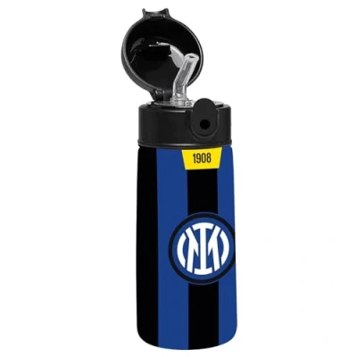 Immagine di Seven Borraccia F.C. INTER Calcio, Nero Blu, Termica in Acciaio Inox Interno Esterno, Mantenimento Temperatura fino a 24h, Scuola Bambino Bottle