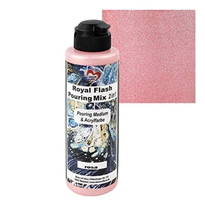 Immagine di ideen mit herz Royal Flash Pouring Mix 2 in 1 Medium e vernice acrilica metallica uno Con riflessi metallici particelle glitterati fini 180 ml Pronto all&#039;uso (rosa)