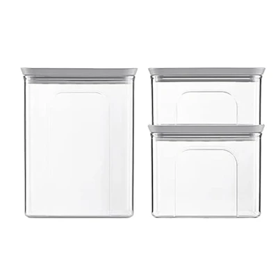 Immagine di Set 3 pz barattoli rettangolari Tosca bianco/stone grey (lt 0,7+1,2+2,2)