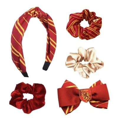 Immagine di Harry Potter Accessori per Capelli Ragazze, Design Grifondoro, Include Elastici Capelli, Fermaglio e Fascia Regalo di Hogwarts Rosso