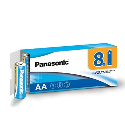 Immagine di Panasonic EVOLTA TECHNOLOGY INSIDE, AA Mignon LR6, confezione da 8 in imballaggio privo di plastica, 1,5 V, batteria con energia a lunga durata, alcalina