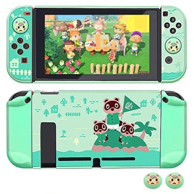 Immagine di FANPL custodia agganciabile per Nintendo Switch, protettiva Switch e controller Joy con 2 impugnature il pollice dal design marshall (per Animal Crossing)