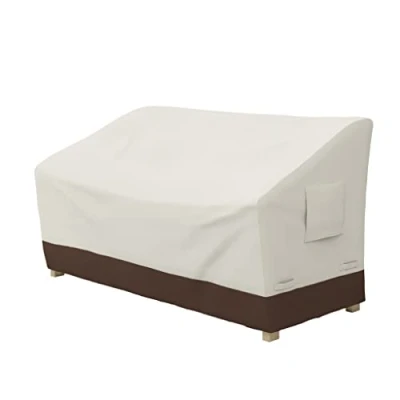 Immagine di Amazon Basics Telo di copertura sagomato per panca a 3 posti, Beige/Marrone Chiaro