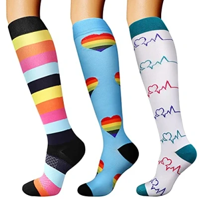Immagine di DRESHOW Calze a Compressione Graduata per Uomo E Donna Elastiche Sportive Atletica, Corsa, Viaggi Volo, Ciclismo