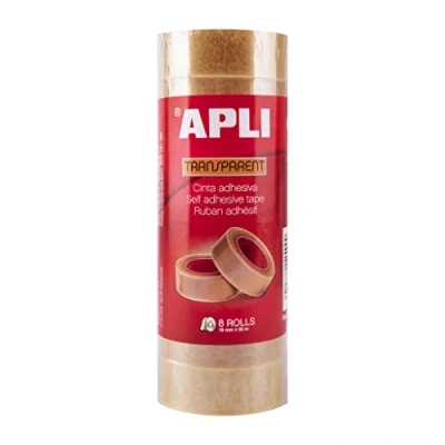Immagine di APLI 12490 Nastro adesivo trasparente per violoncello 19 mm x 33 m, 8 unità