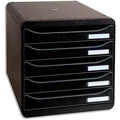 Immagine di Exacompta 309714D Cassettiera BIG BOX PLUS ECOBlack, 5 cassetti aperti per formato fino a 24x32cm, Dimensioni (LxAxP) 27.8x27.1x34.7cm