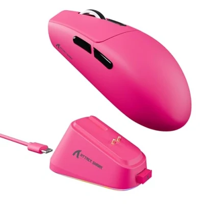 Immagine di ATTACK SHARK G3PRO Gaming Mouse with Magnetic Charging Dock, PixArt PAW3311 Sensor, BT/2.4G Wireless/Wired Mouse, 25000 DPI, Gamer Mice for Win11/Xbox/PS/Mac (Berry Red)